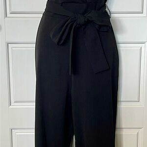Elegant Women's Black Jumpsuit with Ruched Leg Detail & Belt